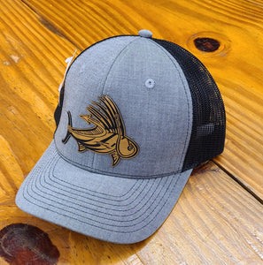 BHA Heather Grey Black Rooster Fish Patch Trucker Cap