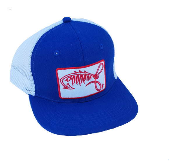 BHA Flat Bill Mesh Back Blue with Red Patch Cap BHA0011