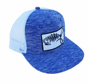 BHA Flat Bill Space Blue with White Mesh Back and Black Patch Cap BHA0013
