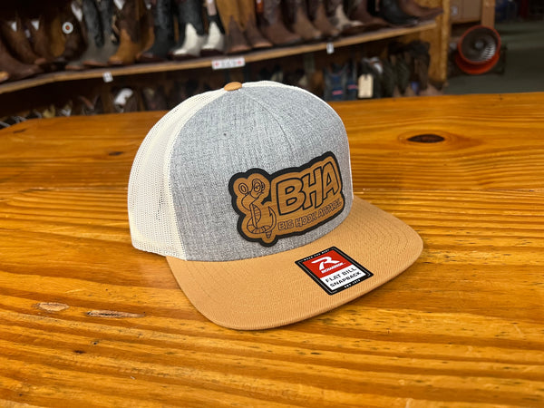 BHA Big Worm Heather Grey/Amber flat bill – Big Hook Apparel